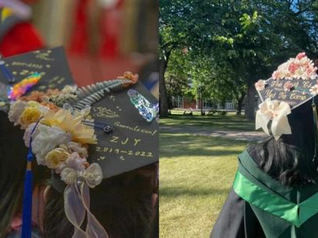 Bạn trẻ - Cuộc sống - Sau chụp ảnh kỷ yếu kiểu Mỹ, Gen Z xứ Trung tạo trend "kết hoa" trên mũ tốt nghiệp