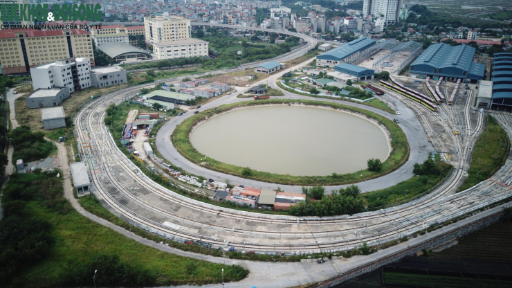 Toàn cảnh Khu Depot Nhổn (Tây Tựu, Bắc Từ Liêm) điểm đầu của tuyến đường sắt đô thị Nhổn - ga Hà Nội.