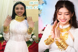 Đời sống Showbiz - Diễn viên "Phim cấp 3" đeo vàng nặng trĩu cổ, các người đẹp khác cũng không kém trong ngày trọng đại