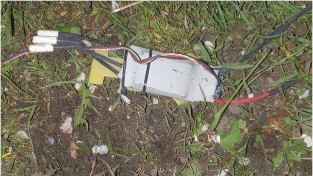 Một mảnh vỡ của máy bay không người lái. Ảnh: Telegram