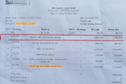 Tin tức trong ngày - Hà Tĩnh: Hóa đơn tại một gara có mục phí "phong bì cho đăng kiểm"
