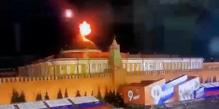 Hình ảnh UAV phát nổ tại khu vực Điện Kremlin tối 3/5.