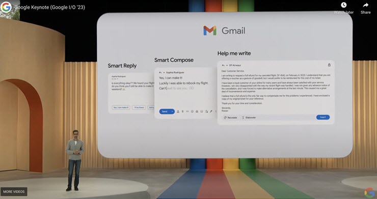 CEO của Google giới thiệu tính năng AI mới của Gmail.