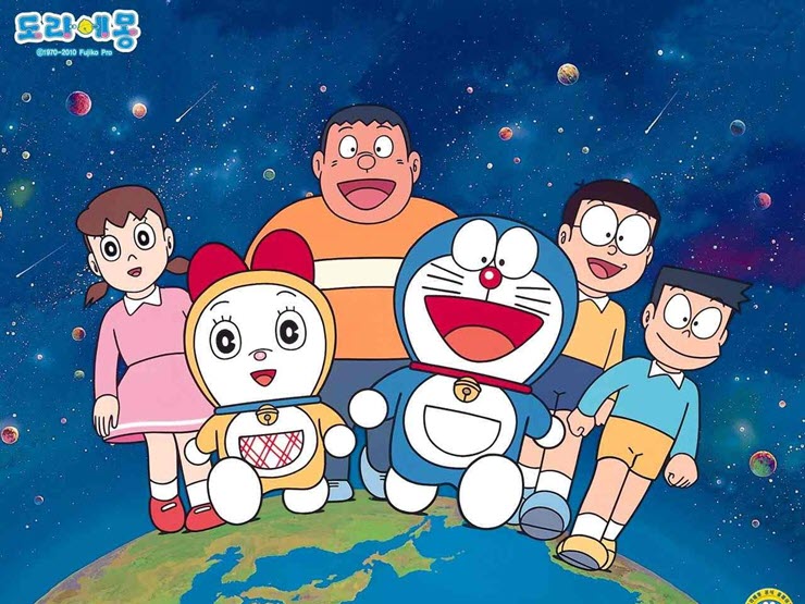 Dàn nhân vật quen thuộc của bộ truyện tranh Doraemon.