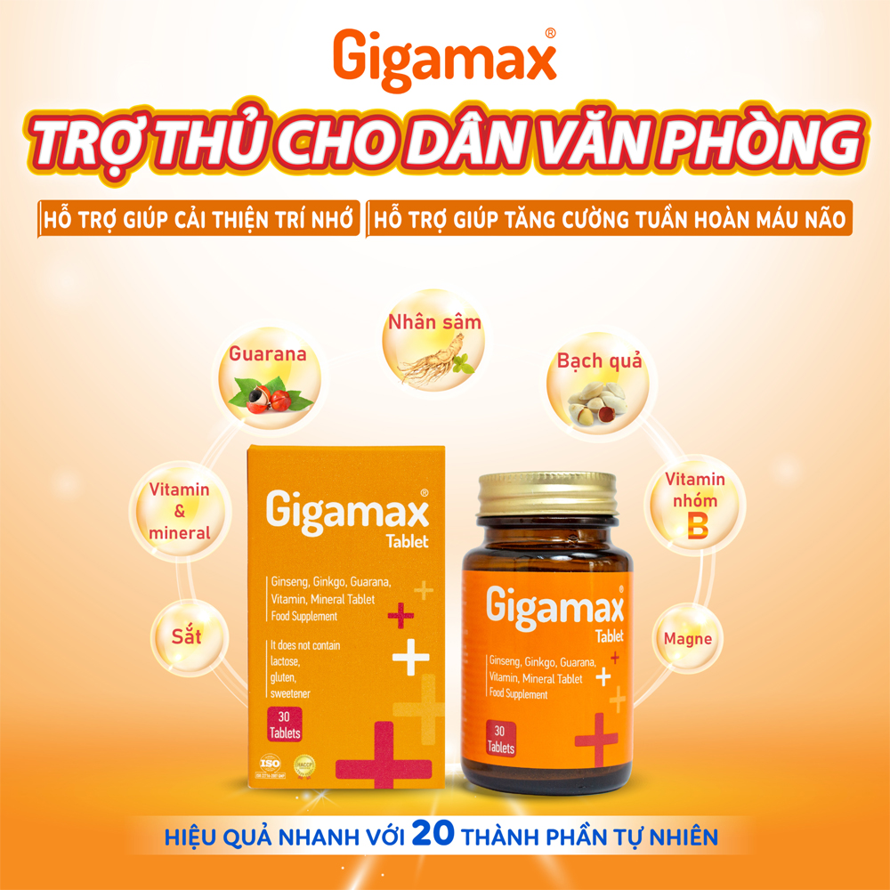 Gigamax là trợ thủ đắc lực cho dân văn phòng, hỗ trợ tăng cường tuần hoàn máu não, hỗ trợ cải thiện trí nhớ
