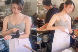 Thời trang - Mỹ nhân bán cơm chiên, bánh tráng "hút khách ùn ùn" khi mặc áo trễ hững hờ