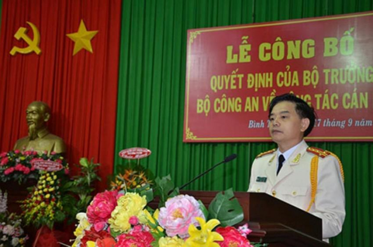 Đại tá Trần Văn Toản lúc được điều động về giữ chức vụ Giám đốc Công an tỉnh Bình Thuận. Ảnh: PN.