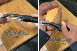 Bạn trẻ - Cuộc sống - Choáng với mẹo gọt khoai tây siêu đỉnh giúp bạn tiết kiệm thời gian