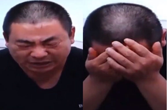 Hình anh Tiểu Trần ôm đầu khóc trong một cuộc phỏng vấn lan khắp Internet. "Chẳng đứa nào là con tôi", anh nói trong tuyệt vọng.