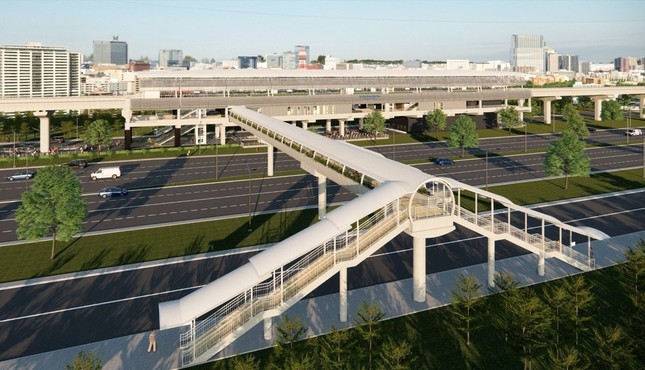 Phối cảnh 3D của công trình cầu vượt bộ hành kết nối nhà ga trên cao của tuyến metro số 1.