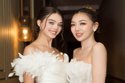 Đời sống Showbiz - Hoa hậu Sherri Phan về nước, đọ sắc cùng vợ thủ môn Bùi Tiến Dũng