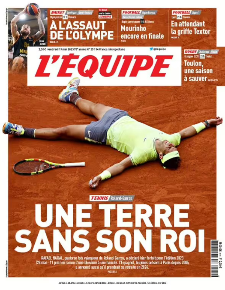 L'Equipe cho rằng Roland Garros không còn "Vua" nữa