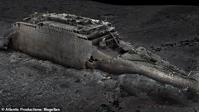 Hình ảnh phục dựng 3D mới được công bố cho thấy chi tiết phần mũi tàu Titanic.