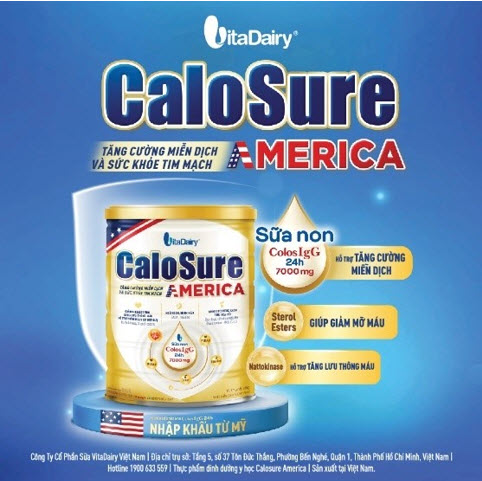 CaloSure America ứng dụng Nguyên liệu Sữa non ColosIgG 24h nhập khẩu từ Mỹ&nbsp;