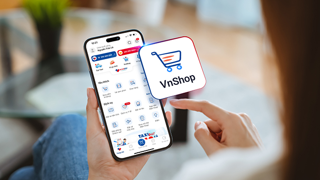 Giao diện tính năng mua sắm trực tuyến VnShop trên ví VNPAY.