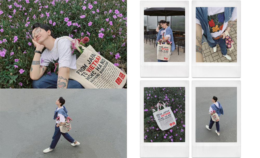 Nếu bạn yêu thích phong cách tối giản đậm chất Nhật thì cần lưu ngay tips phối đồ của stylist Monsimi. Áo thun UT họa tiết phối cùng quần jeans là combo “thần thánh” giúp bạn hack tuổi cực đỉnh, đồng thời tăng tính thanh lịch. Không quá cầu kỳ, điểm nhấn của outfits chắc chắn là chiếc túi giới hạn từ UNIQLO giúp bạn đựng cả thế giới.