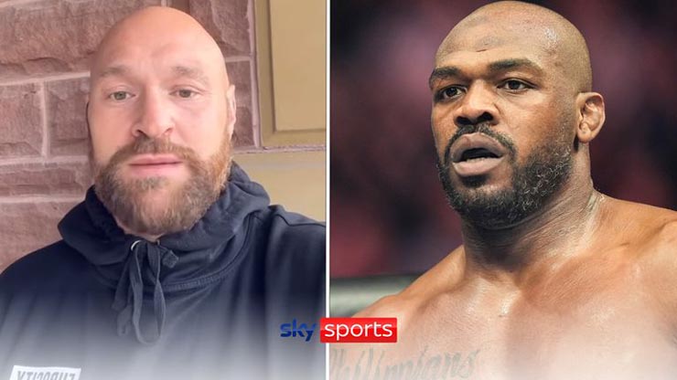 Fury (trái) tuyên bố chỉ đấu Jon Jones trên sàn boxing