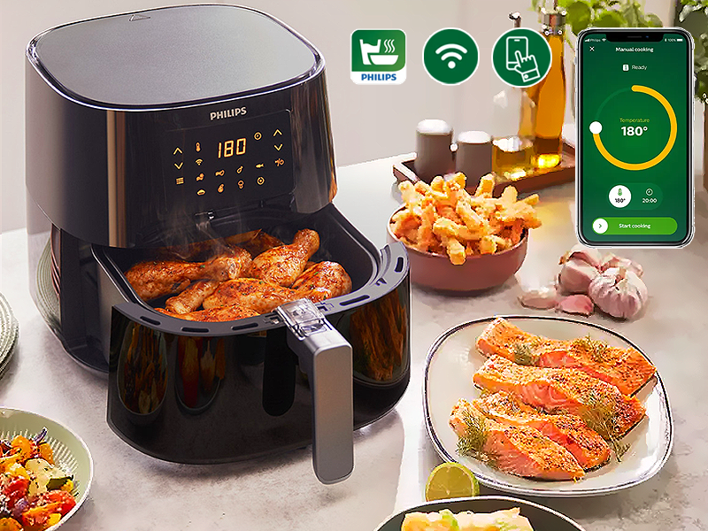 Nồi chiên không dầu Philips HD9280/90 nấu nhanh gấp 1.5 lần so với lò nướng thông thường.