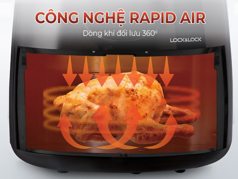 Nồi chiên không dầu sử dụng công nghệ chiên nướng chân không Rapid Air.