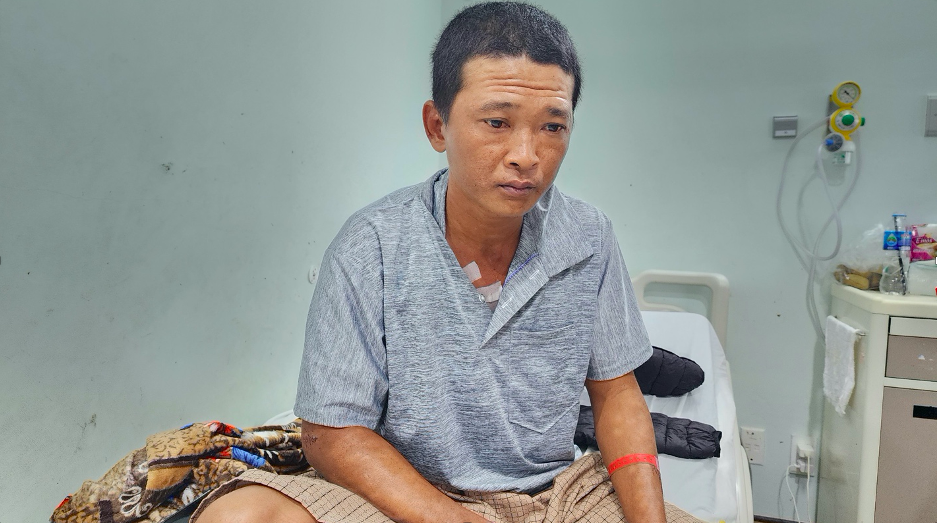 Đối tượng Danh đang điều trị tại bệnh viện. Ảnh: Công an Kiên Giang.