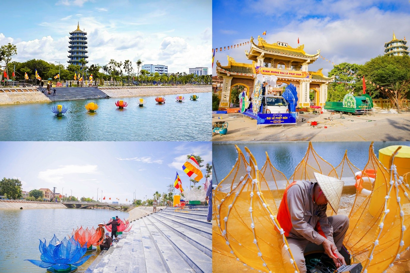 Các Phật tử cùng nhau làm phận sự để chuẩn bị cho chương trình.