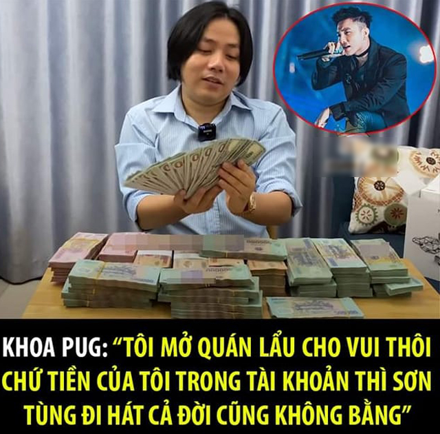 Khoa Pug lên tiếng về phát ngôn: &#34;Tiền Sơn Tùng đi hát cả đời cũng không bằng tôi&#34; - 1