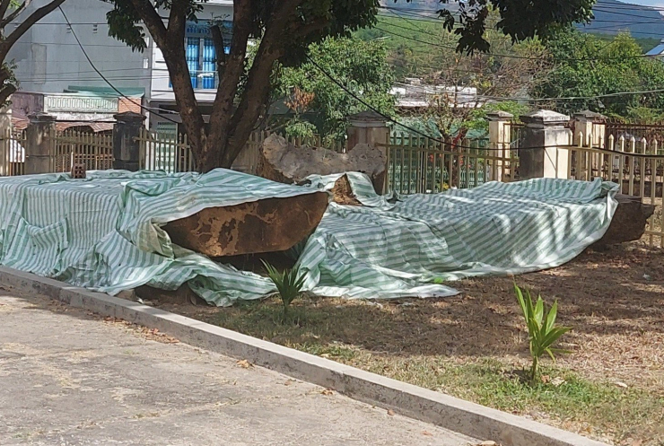 Số gỗ đang được tạm giữ tại Công an huyện Sa Thầy