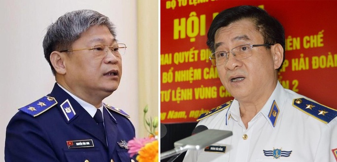 Hai bị can Nguyễn Văn Sơn (trái) và Hoàng Văn Đồng thời còn tại vị. Ảnh: H.L