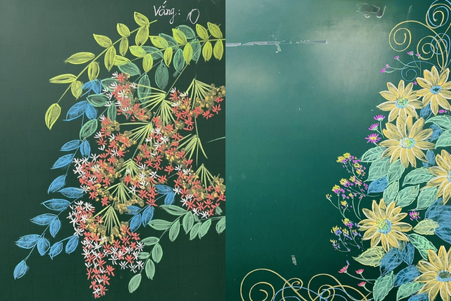 Những tác phẩm vẽ trang trí bảng đầy sáng tạo của thầy Hạnh.