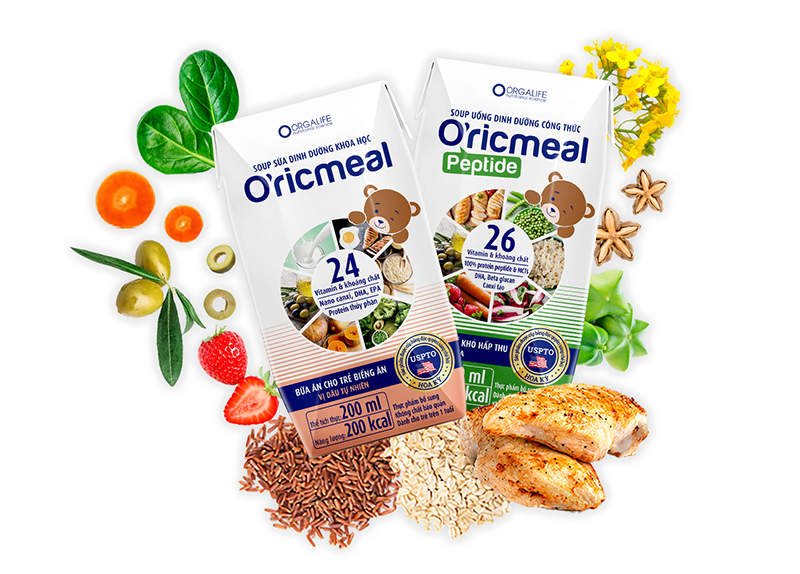 &nbsp;Soup uống dinh dưỡng khoa học O’ricmeal cung cấp năng lượng cao và dinh dưỡng toàn diện, dành cho trẻ từ 1-6 tuổi.