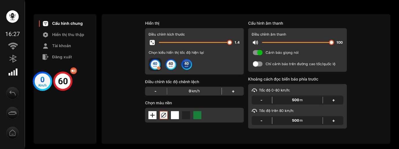 GSpeed có thể cảnh báo tốc độ bằng giọng nói và hình ảnh theo tùy chỉnh của tài xế