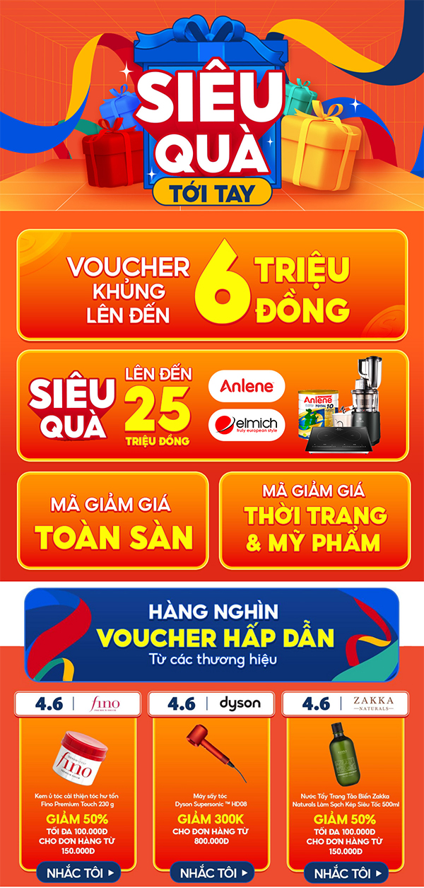 Đón chờ loạt voucher và quà tặng siêu khủng từ Shopee và các thương hiệu đình đám vào 12H trưa nay.