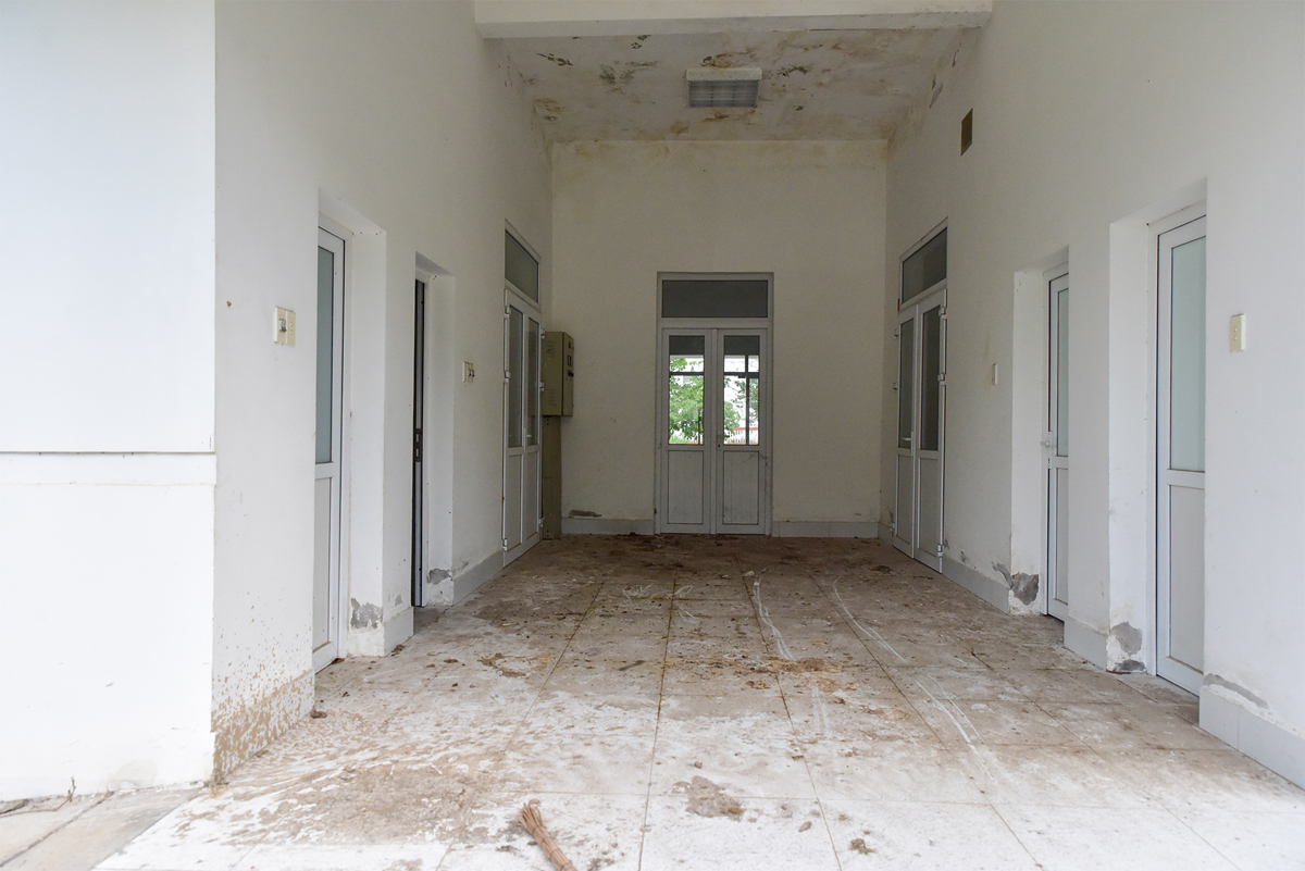 Từ bên trong các lối đi, sân bãi, lối vào các toà nhà đầy phân bò. Trong đó sảnh của một toà nhà phụ trở thành nơi trú ngụ của đàn bò, mặt sàn dính đầy phân.