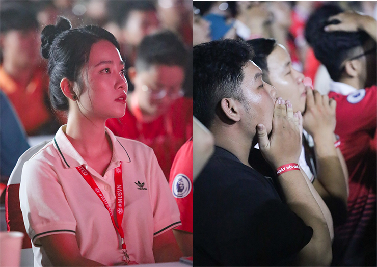 Không ít CĐV áo đảo tỏ ra bàng hoàng, không thể tin đội bóng của mình phải nhận bàn thắng sớm đến như vậy.