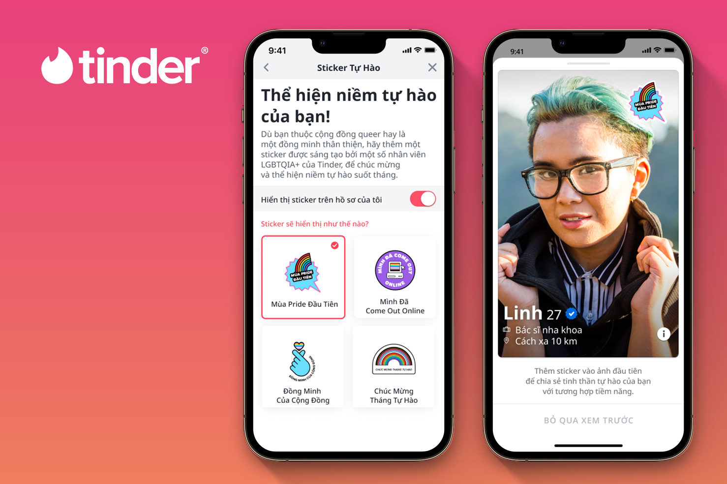 Bộ sticker mới trên Tinder.