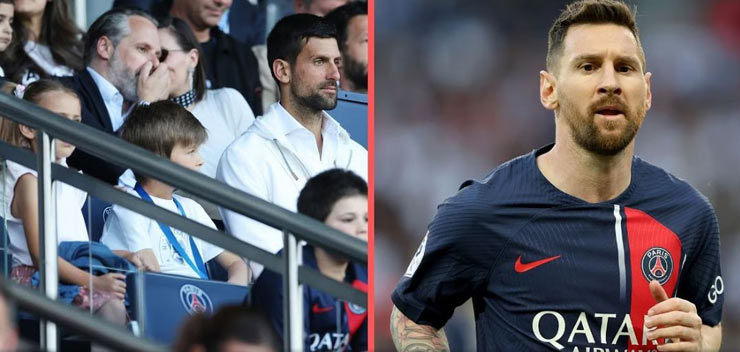 Djokovic và hai con của mình ngồi dự khán trận đấu Messi chia tay PSG