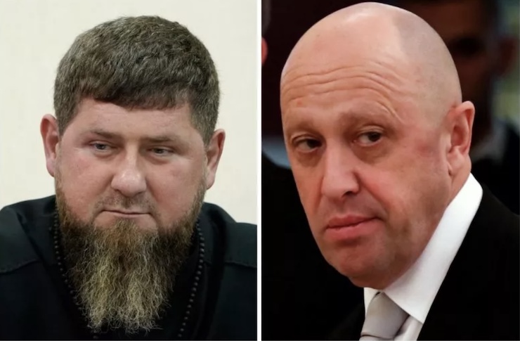 Thủ lĩnh Wagner Yevgeny Prigozhin (phải) và lãnh đạo Cộng hòa Chechnya Ramzan Kadyrov.