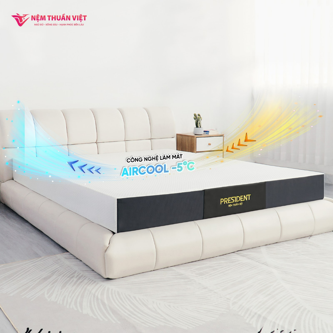 Lớp áo nệm được ứng dụng công nghệ làm mát Aircool - 5 độ độc quyền