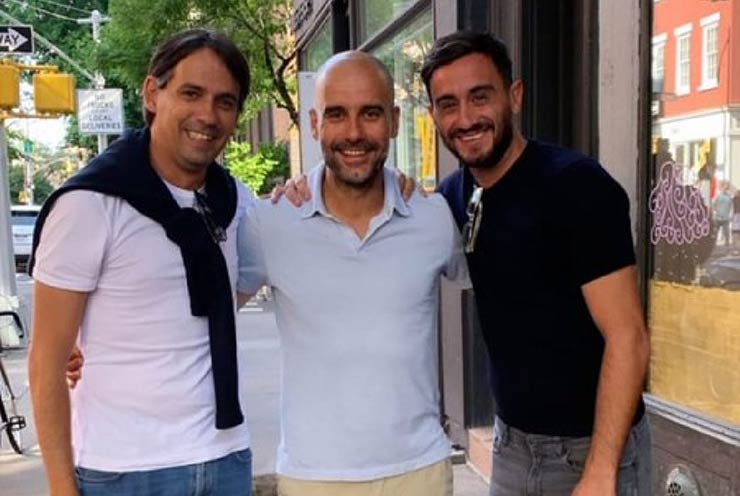Simone Inzaghi, Pep Guardiola và Alberto Aquilani gặp nhau ở New York trong một kỳ nghỉ 4 năm trước