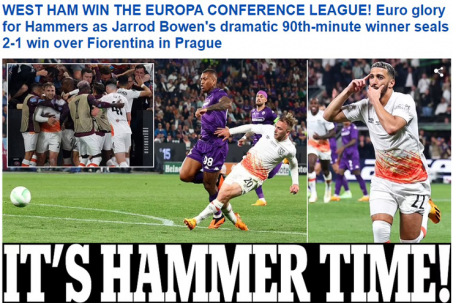 West Ham vô địch Europa Conference League: Báo chí Anh hoan hỉ, "quên" luôn Messi