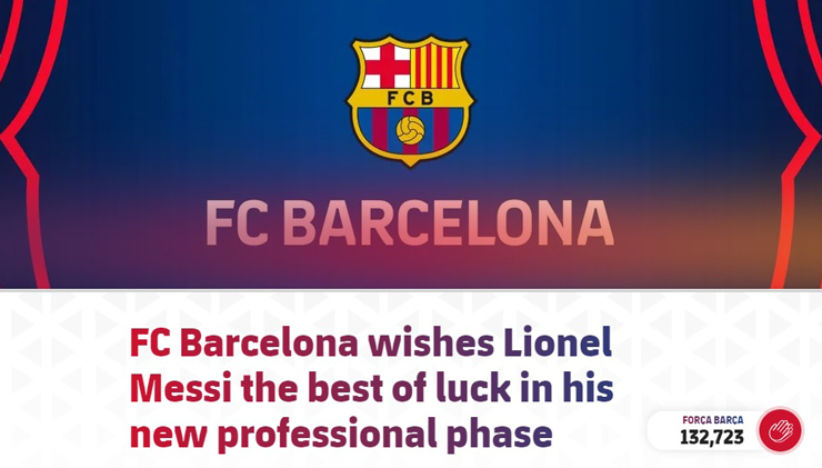 Trang chủ CLB Barcelona gửi lời tri ân Messi