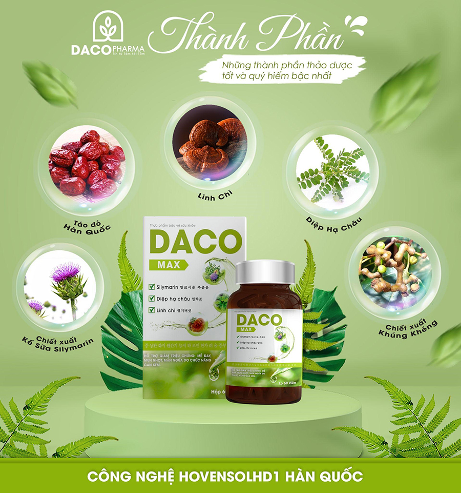Thành phần 100% từ thảo dược thiên nhiên của Daco Max kết hợp công nghệ Hàn Quốc