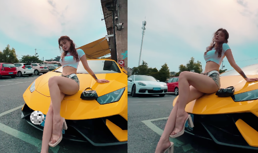 Jia Jun Ya check - in bên chiếc siêu xe&nbsp;Lamborghini.