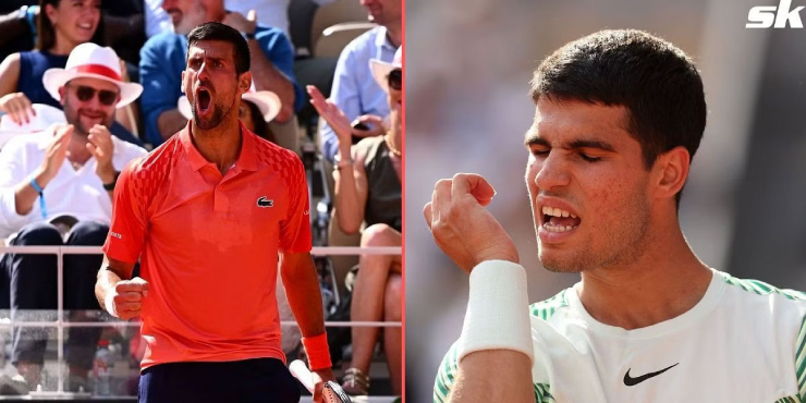 Khán giả Roland Garros "chăm sóc" Djokovic (áo đỏ) quá kỹ