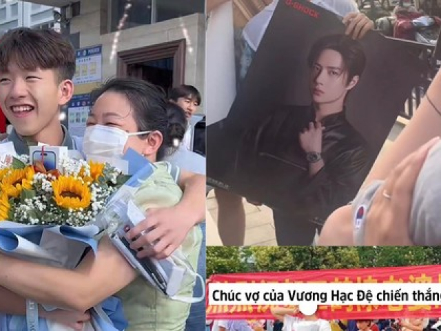 Bạn trẻ - Cuộc sống - Độc lạ cách phụ huynh xứ Trung cổ vũ sĩ tử: Cầm ảnh idol, slogan "chất như nước cất"