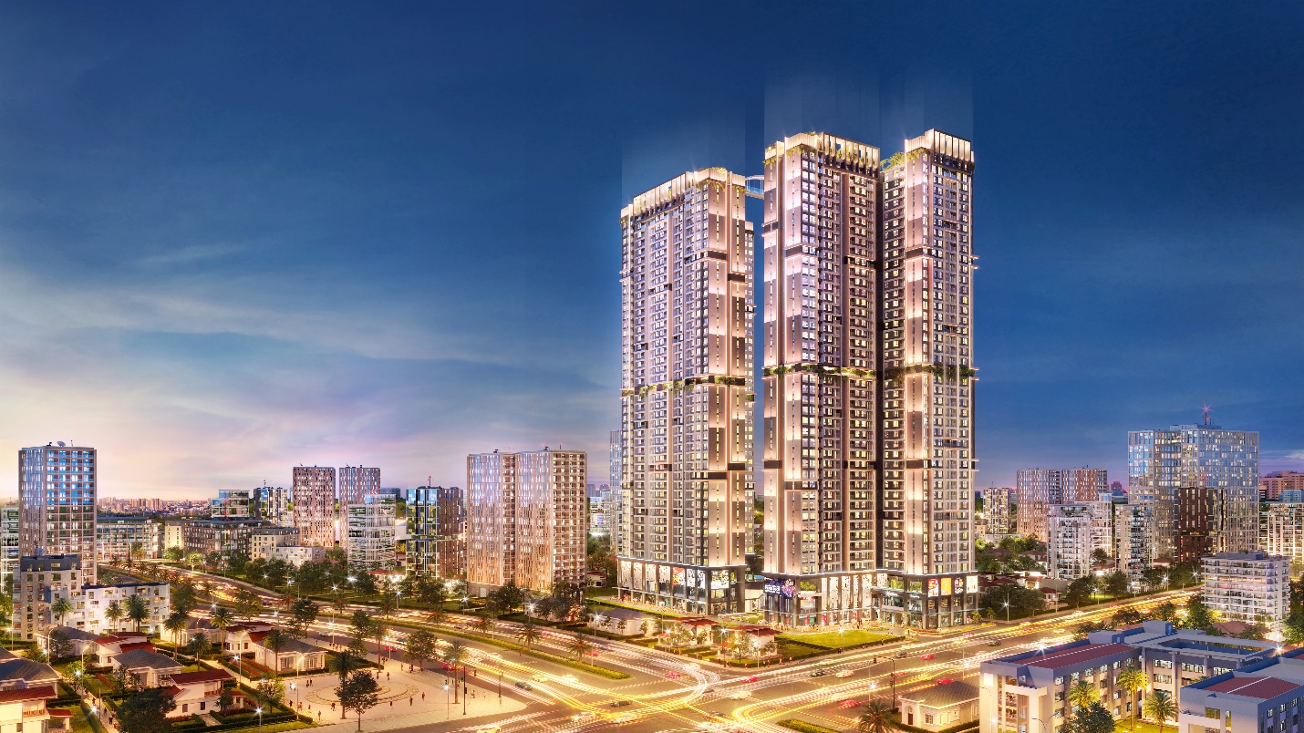 Vẻ đẹp về đêm tại Happy One Central với hệ thống thương mại, dịch vụ, ẩm thực đa dạng ngay khối đế dự án