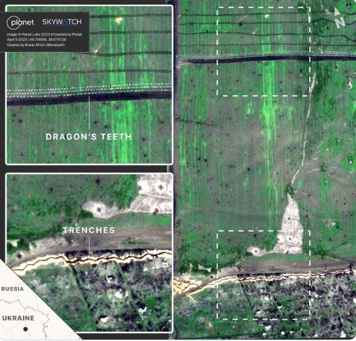 Hệ thống phòng thủ được gọi là răng rồng mà Nga thiết kế ở vùng Donetsk. (Ảnh: Business Insider)