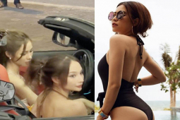 Đời sống Showbiz - 2 cô gái đi xe mui trần "gây sốt" đám cưới có bằng Hoàng Thùy Linh?