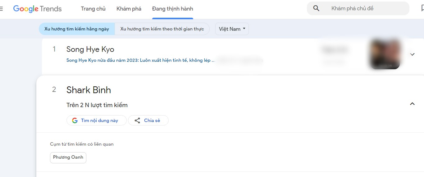 Phương Oanh và Shark Bình lên Top tìm kiếm nhiều nhất Google tại Việt Nam - 1