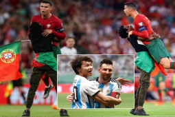 Ronaldo bị fan cuồng vào sân bế bổng, chung cảnh ”dở khóc dở cười” như Messi